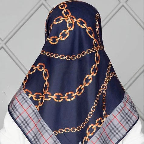 Turkish Mixed Patterned Square Scarf Blue - USA Hijab World