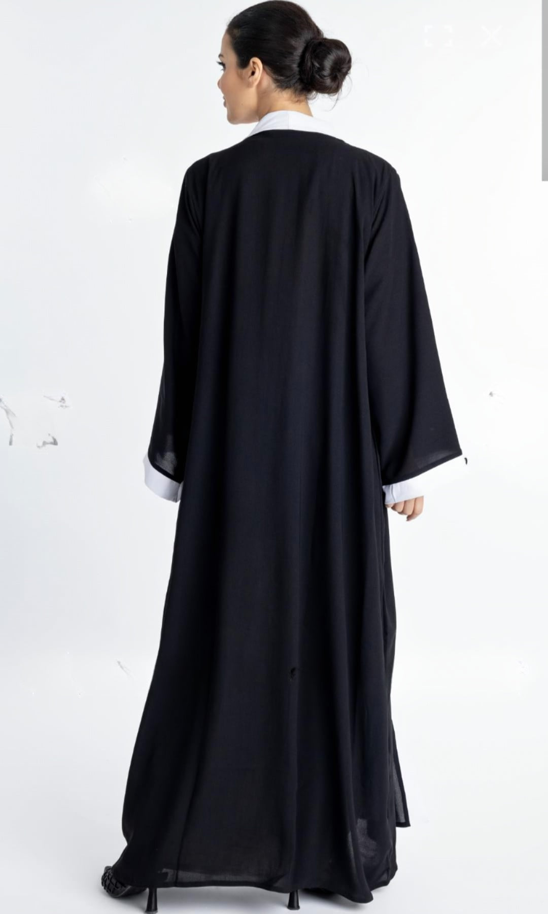Dubai Shrug Abaya With Show Buttons On Front And Sleeves In Black - USA Hijab World