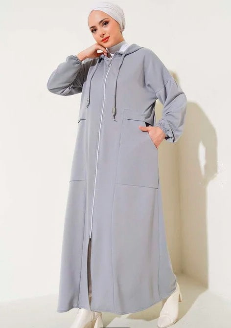 Turkish Hooded Zippered Pocket Abaya