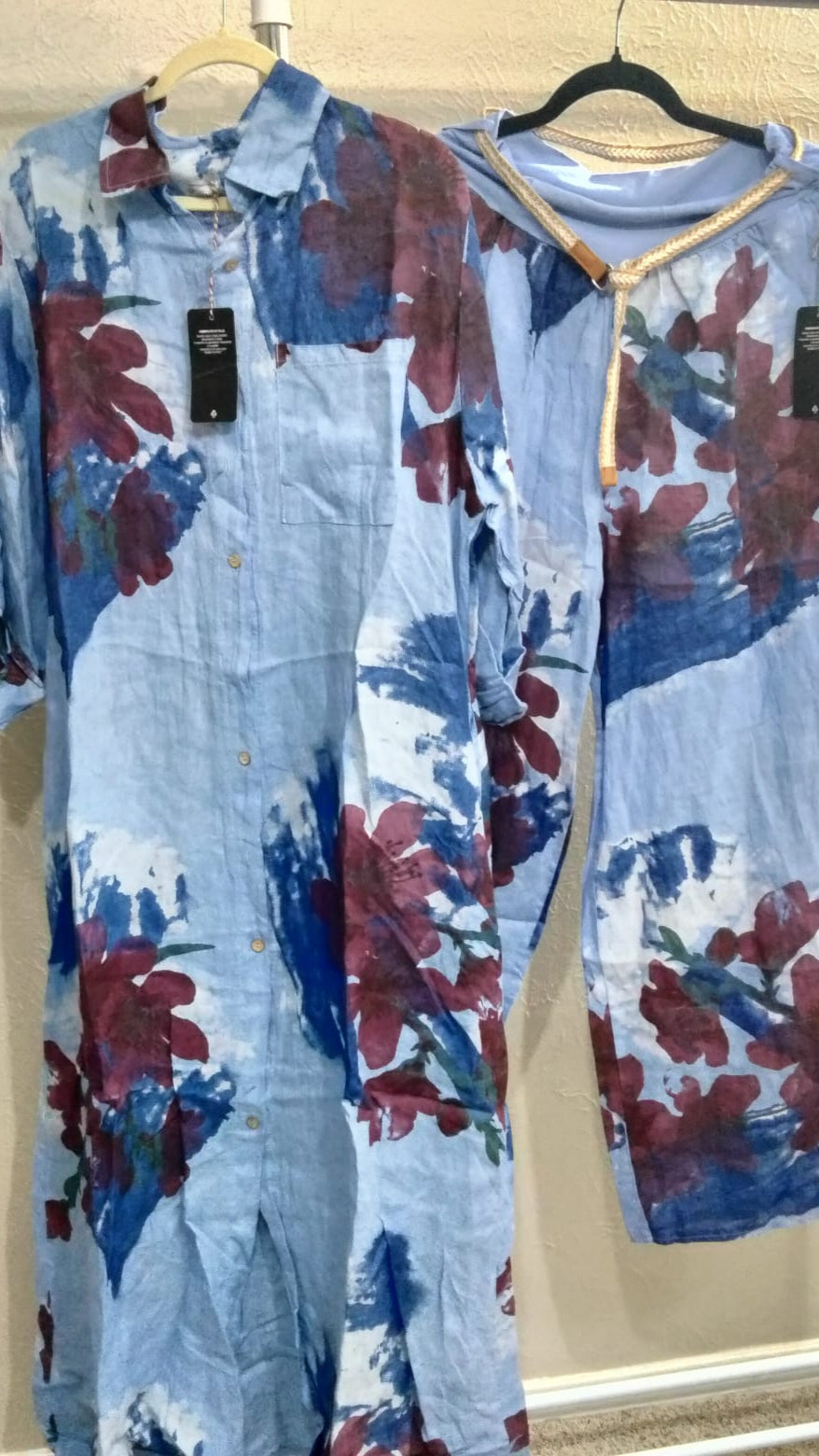 Italian Linen Dress Set Blue