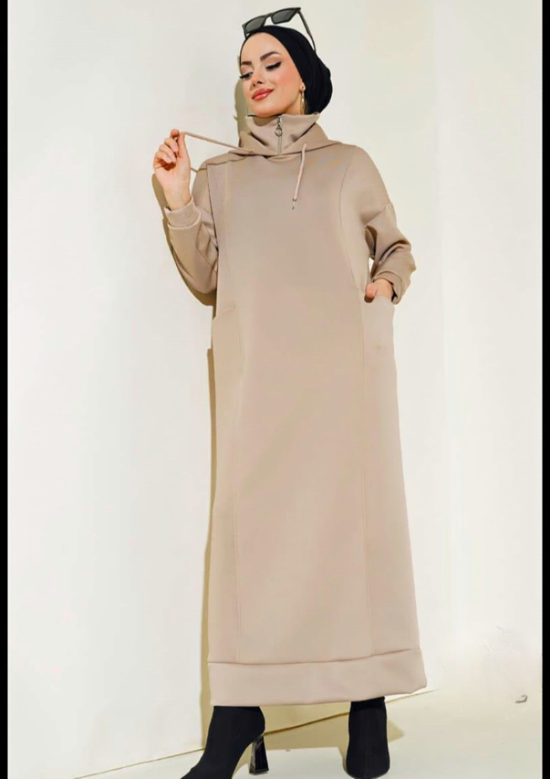 Turkish Pocket Hooded Scuba Dress - USA Hijab World