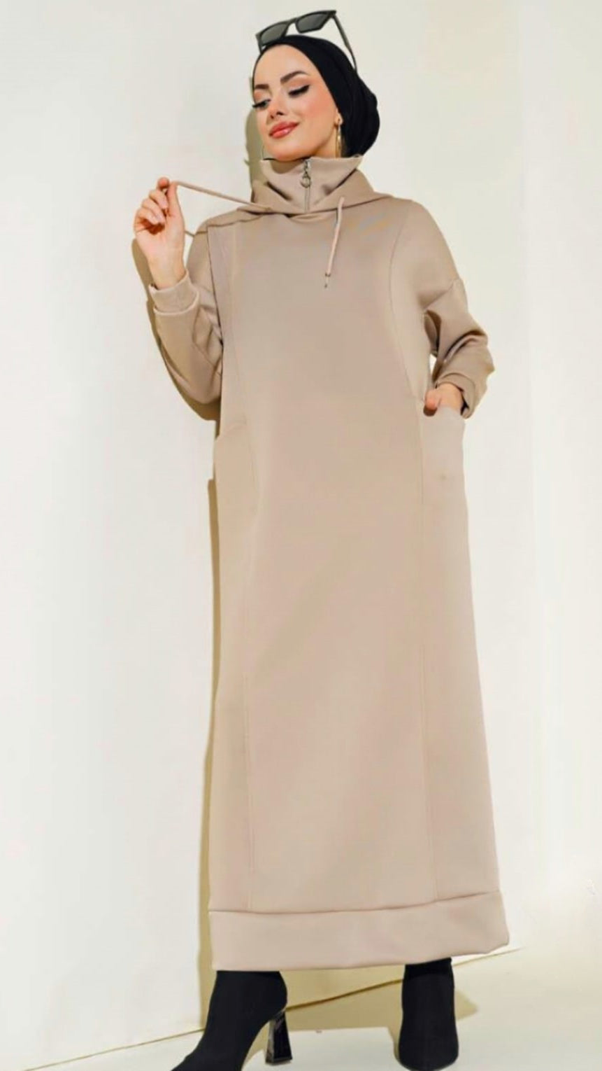 Turkish Pocket Hooded Scuba Dress - USA Hijab World