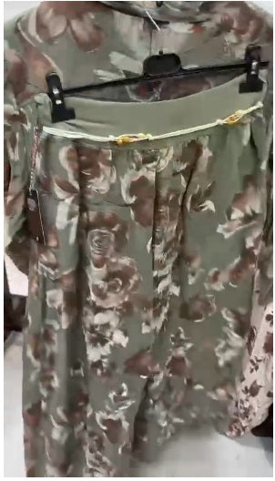 Italian Linen Floral Set Olive