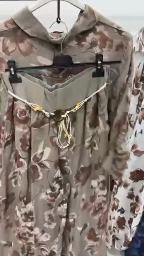 Italian Linen Floral Set Olive