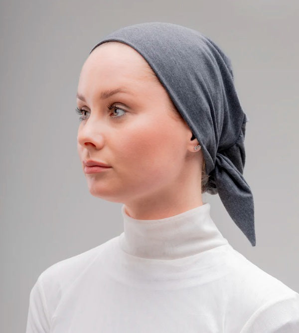 Le Voile No Thread Under scarf Egyptian Cotton with Tie-Back Grey