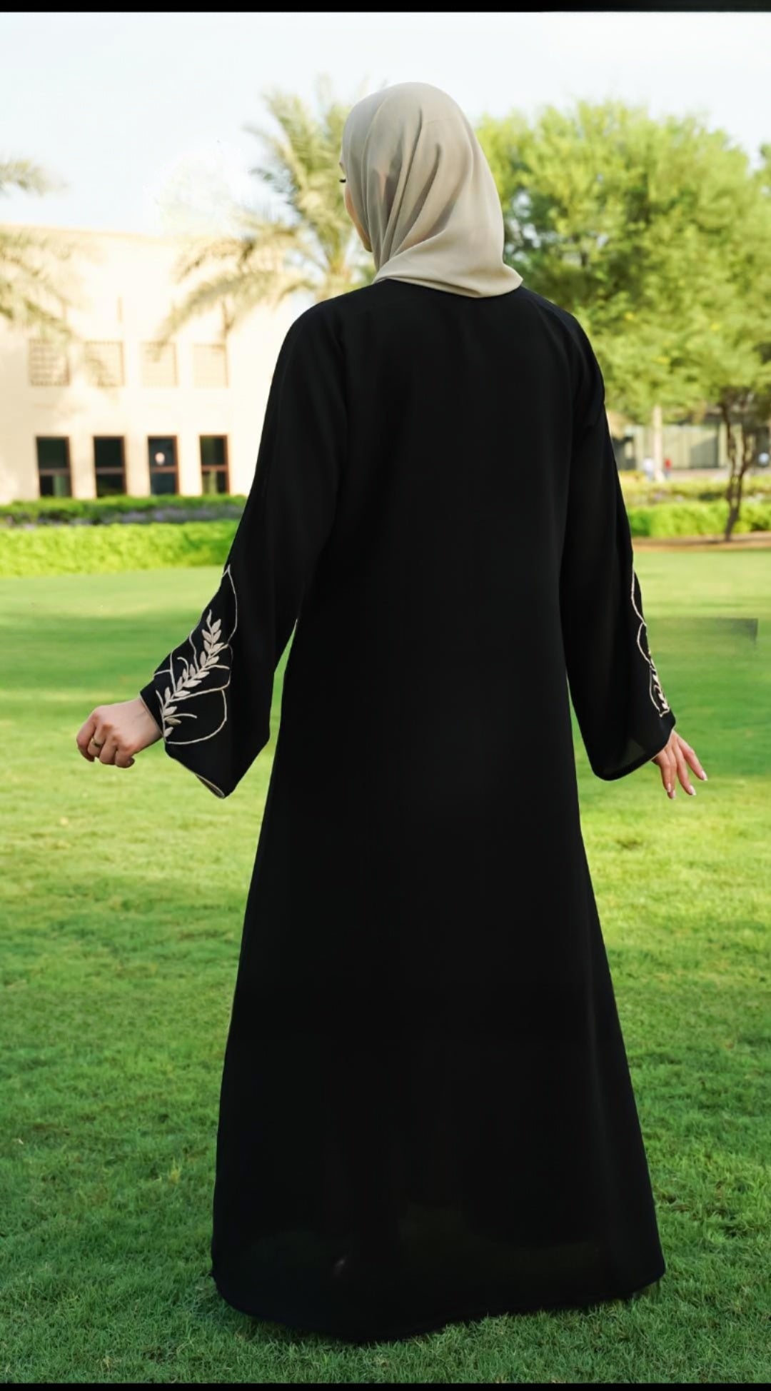 Stylish Masha Crepe Dubai Abaya with Embroidery and Piping - USA Hijab World