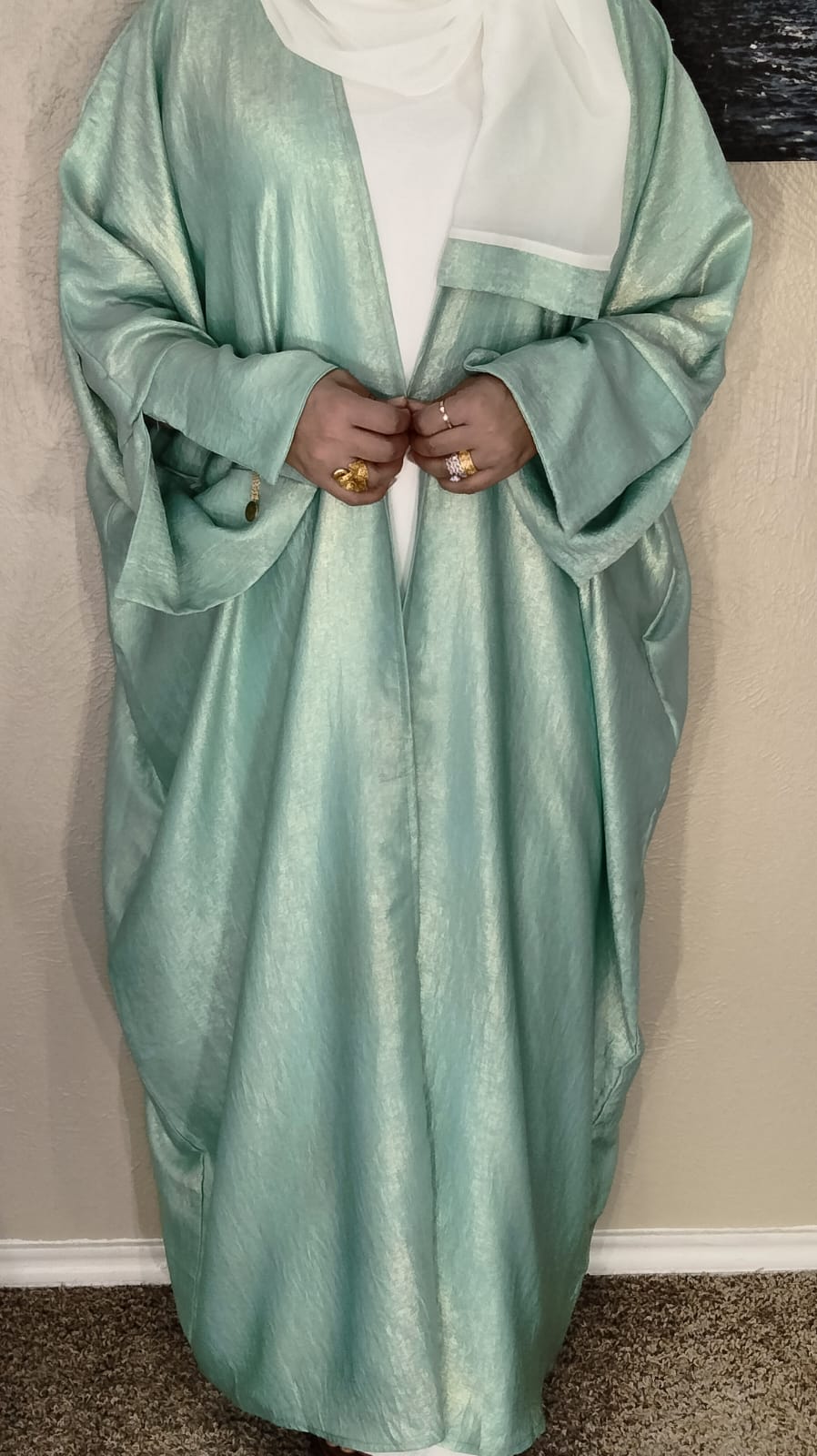 3 Piece Oversized Butterfly crushed Velvet Dubai Abaya