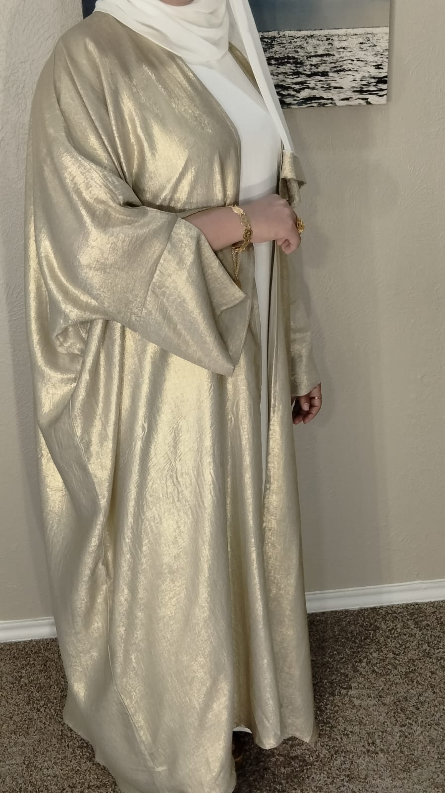 3 Piece Oversized Butterfly crushed Velvet Dubai Abaya