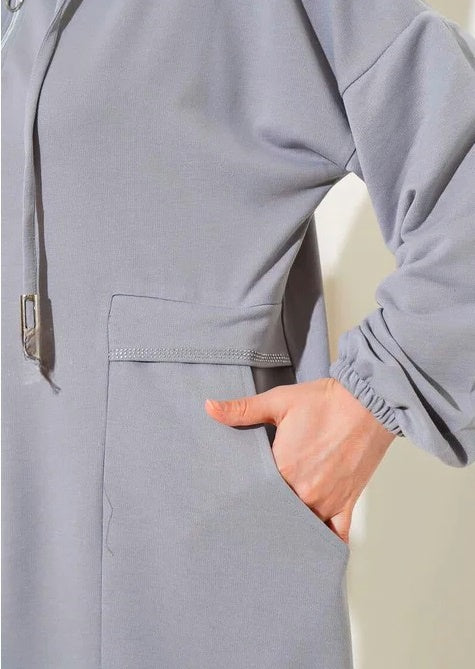Turkish Hooded Zippered Pocket Abaya