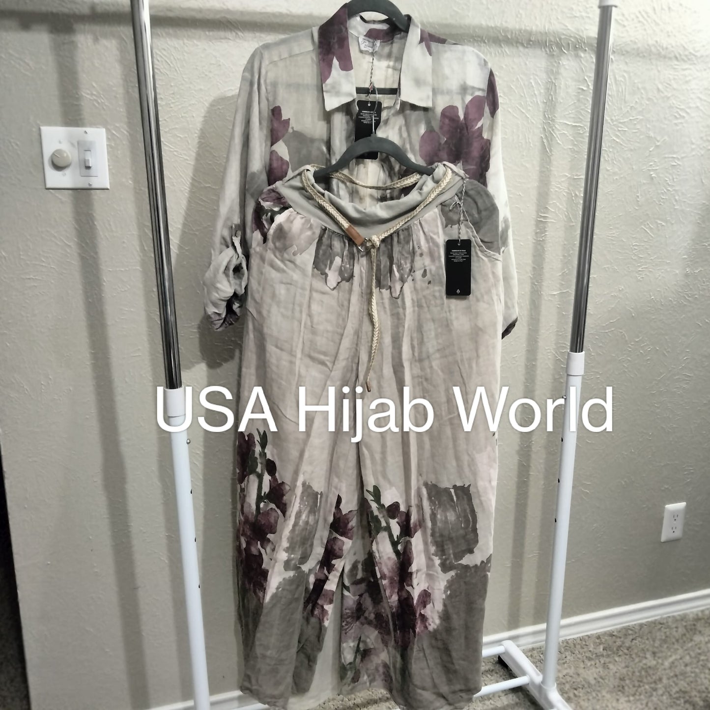 Italian Linen Dress Set with Pant Beige