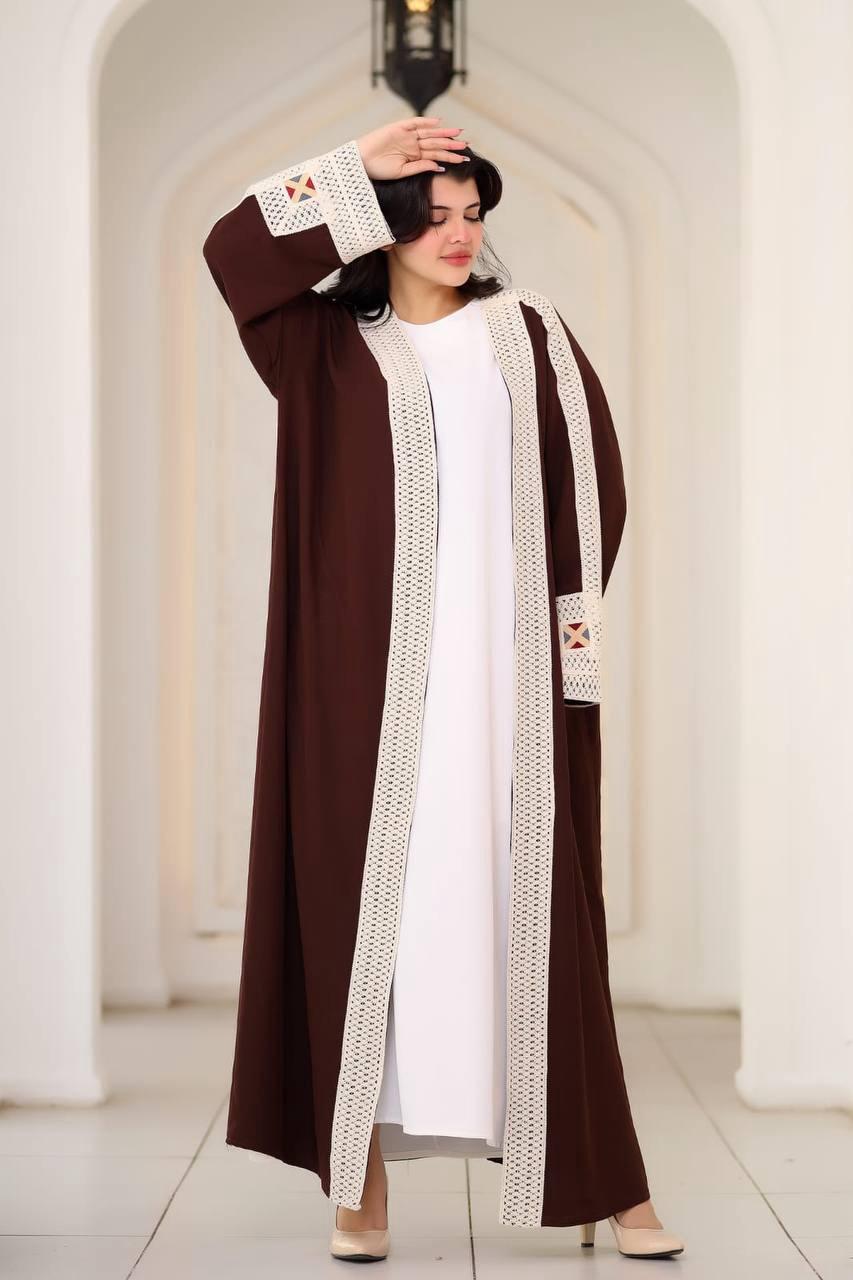 Tulip Crochet Kaftan 2PCs Set Brown