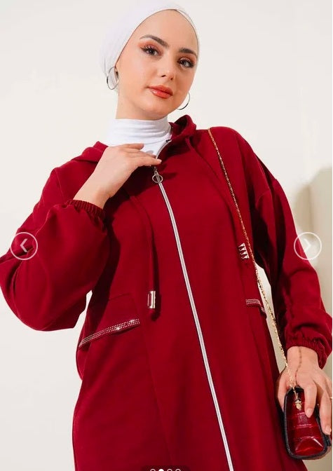 Turkish Hooded Zippered Pocket Abaya