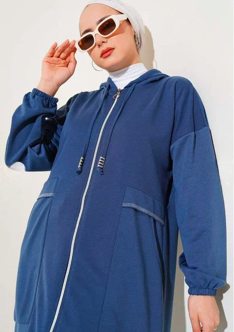 Turkish Hooded Zippered Pocket Abaya