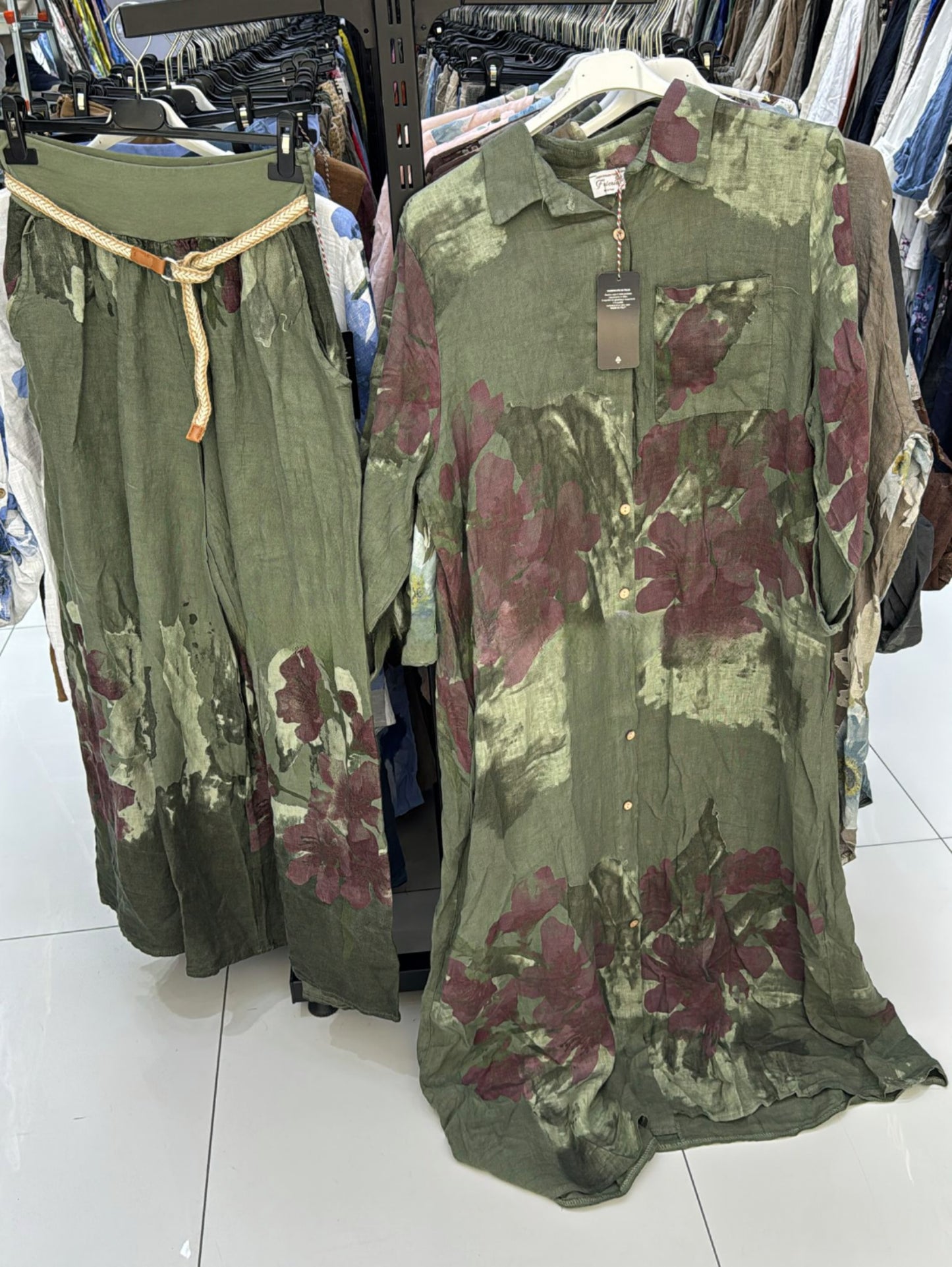 Italian Linen Set Oilve