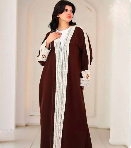 Tulip Crochet Kaftan 2PCs Set Brown
