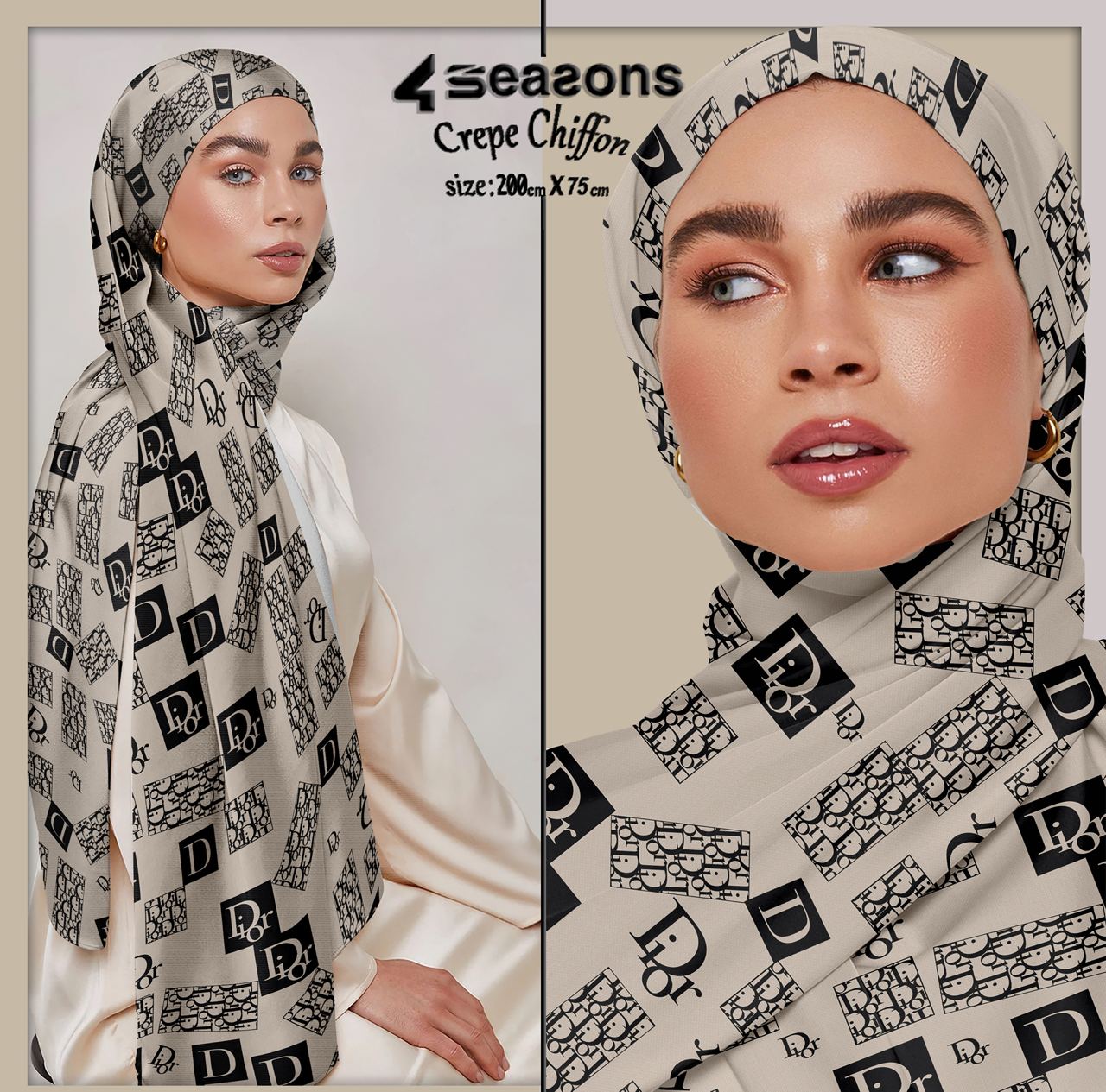 Crepe Chiffon Brand name Shawl Dior4 - USA Hijab World
