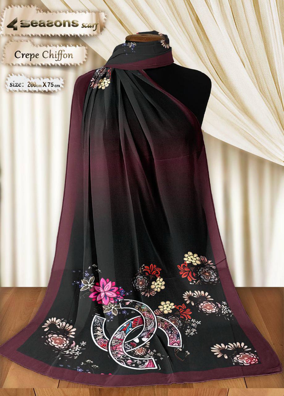 Crepe Chiffon Hijab Printed Ch2025