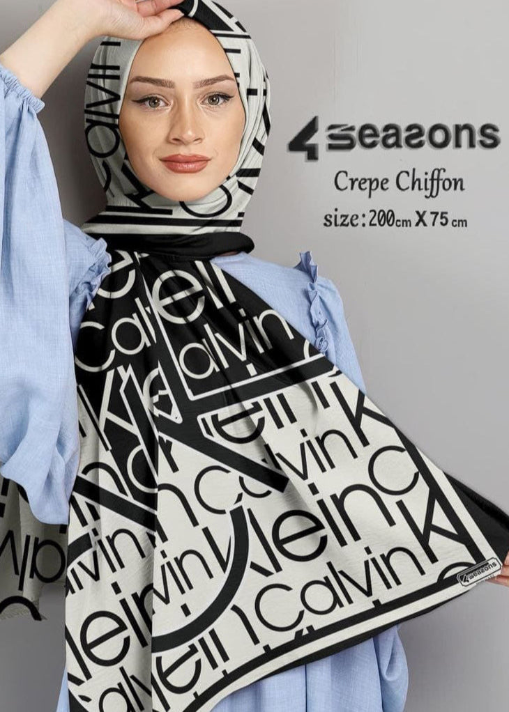 Crepe Chiffon Brand name Shawl Calvin Klein - USA Hijab World