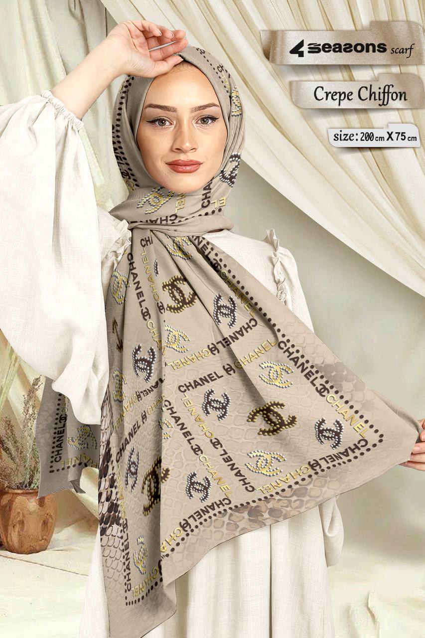 Crepe Chiffon Hijab Shawl Printed Ch2025