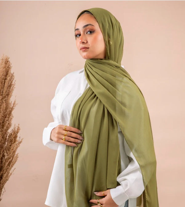 Chiffon Crinkle Scarf Olive