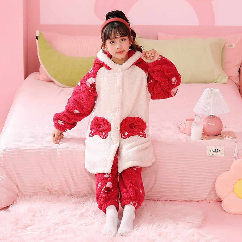 Winter pajama set for Girls winter sleepwear for girls Red