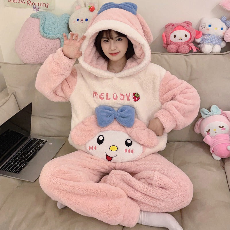 Winter Warm Thick Oversize Hooded Melody Cartoon Pajama - USA Hijab World
