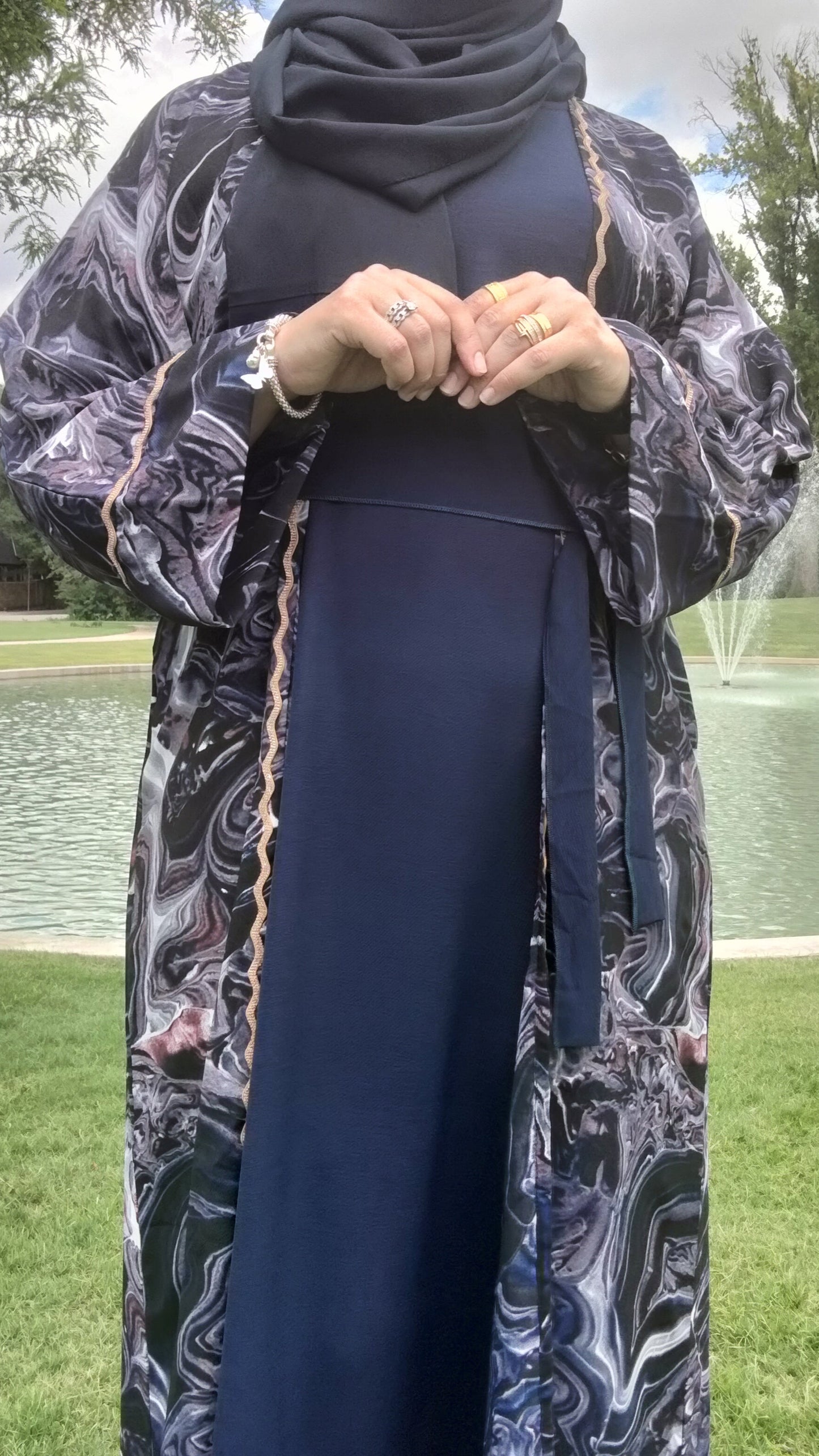 4 Piece Dubai Open Abaya Royal Blue