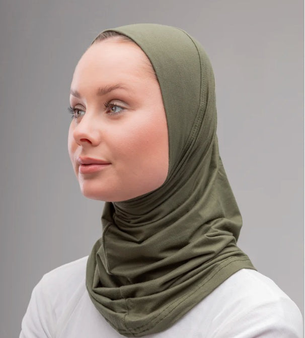 Le Voile Egyptian Cotton Lycra 1PC Under scarf Olive