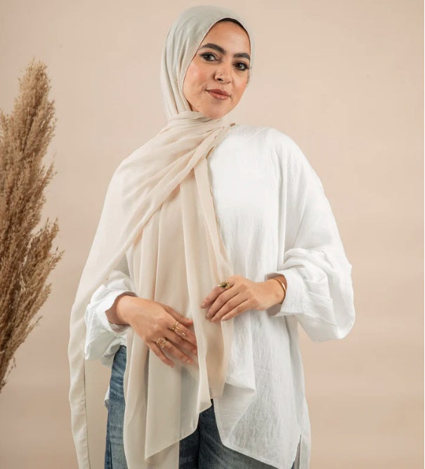 Chiffon Crinkle Scarf Pearl