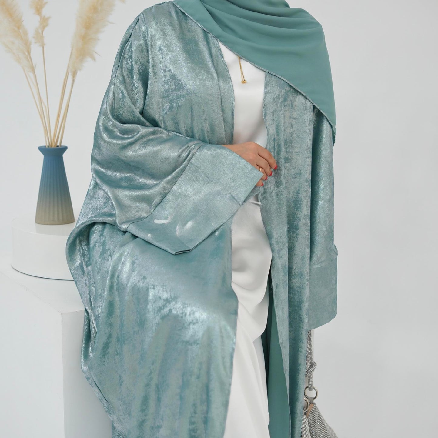 3 Piece Oversized Butterfly crushed Velvet Dubai Abaya