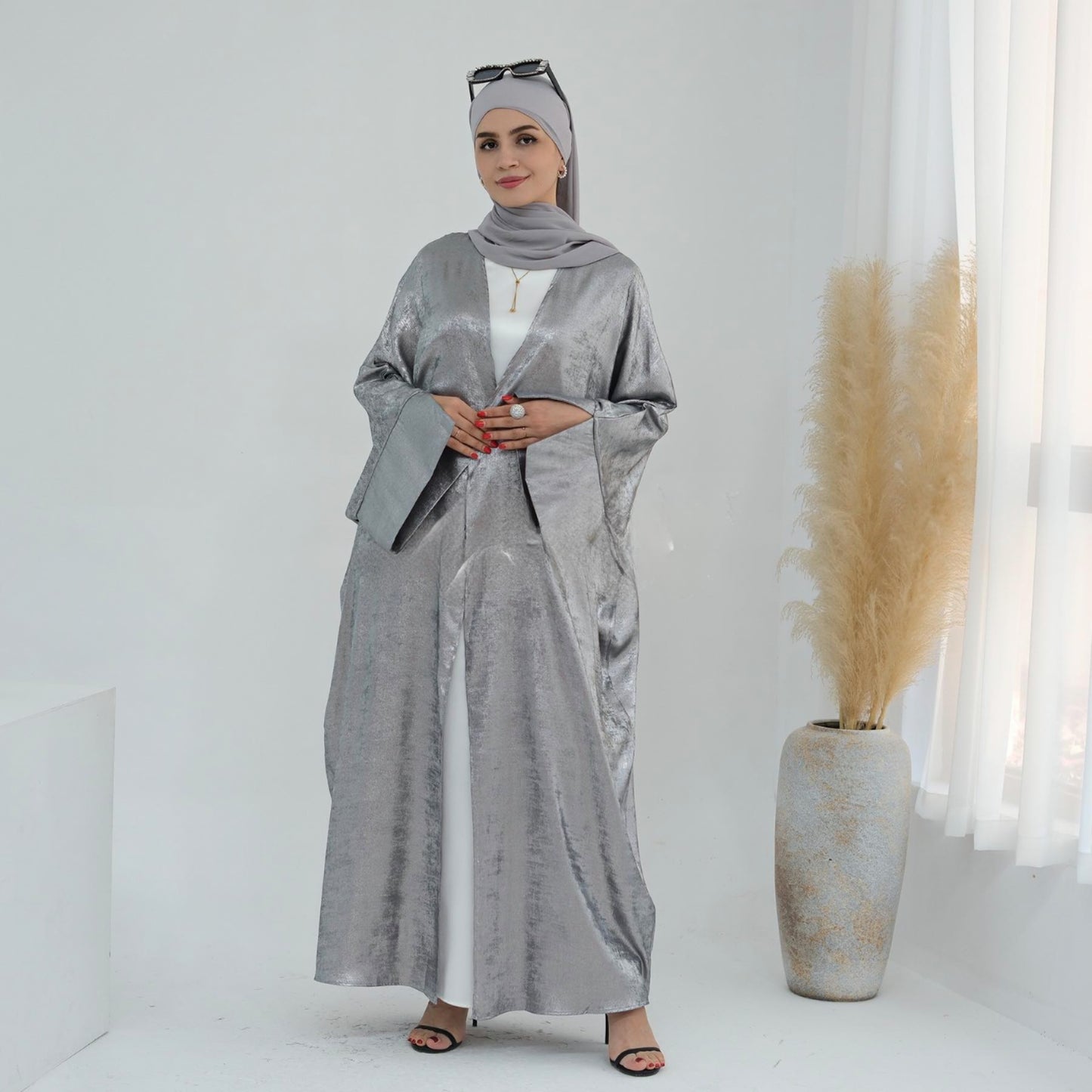 3 Piece Oversized Butterfly crushed Velvet Dubai Abaya
