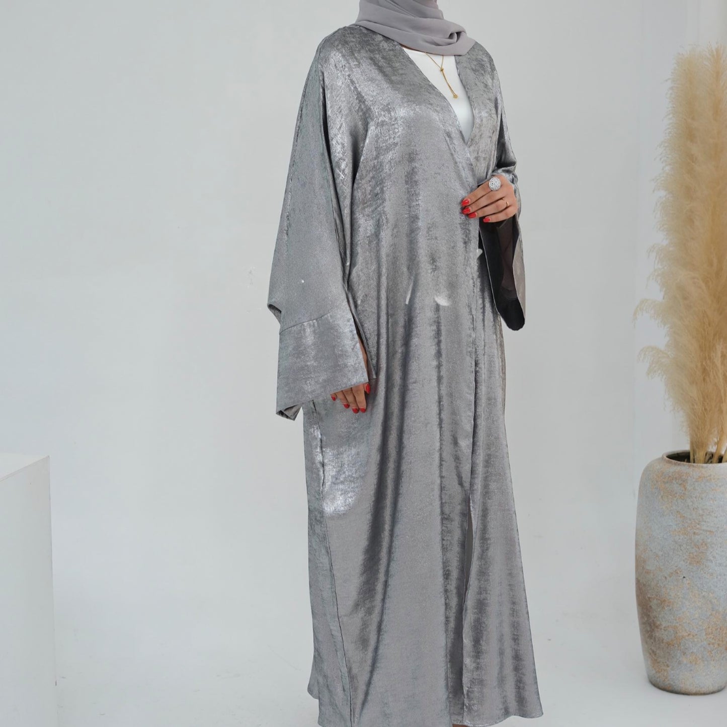 3 Piece Oversized Butterfly crushed Velvet Dubai Abaya