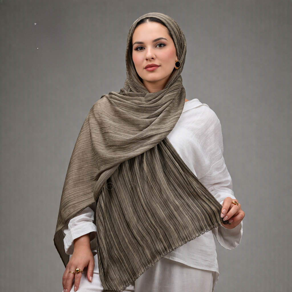 Ruffled Gradient Hijab – Warm Tones Collection