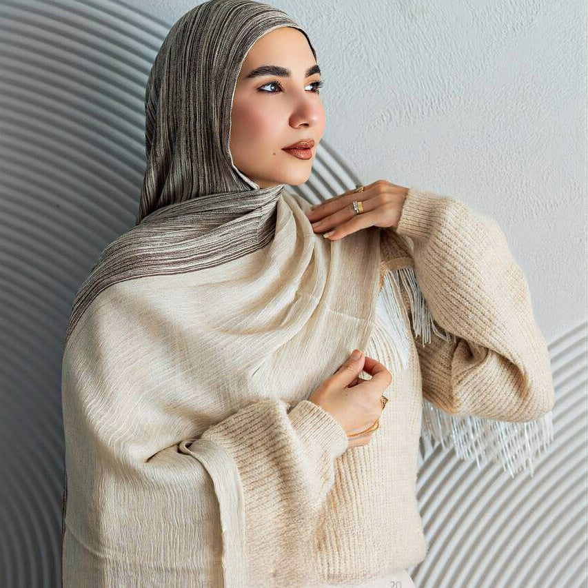 Ruffled Gradient Hijab – Warm Tones Collection