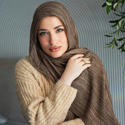 Ruffled Gradient Hijab – Earthy Tones Collection