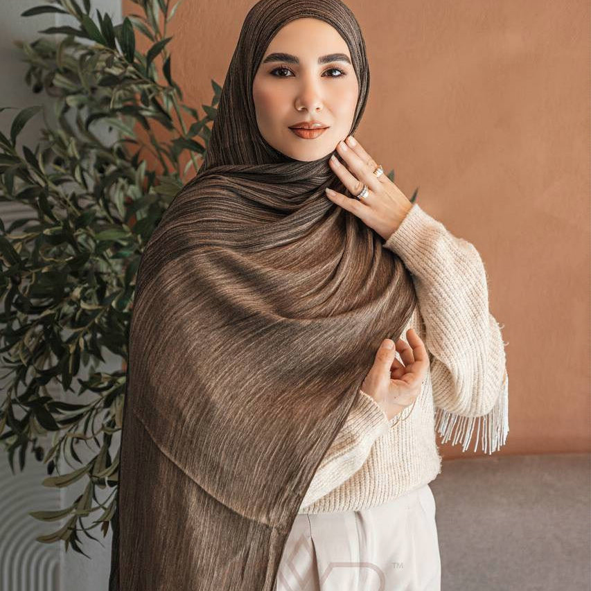 Ruffled Gradient Hijab – Earthy Tones Collection