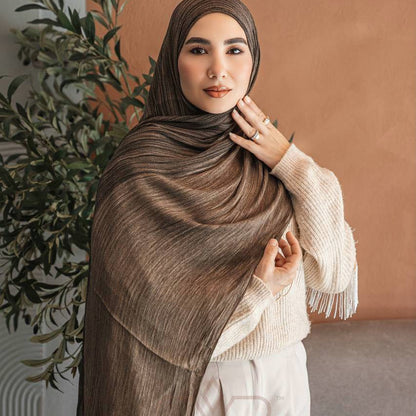Ruffled Gradient Hijab – Earthy Tones Collection