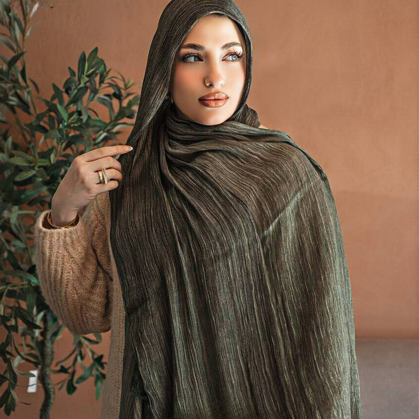 Ruffled Gradient Hijab – Earthy Tones Collection