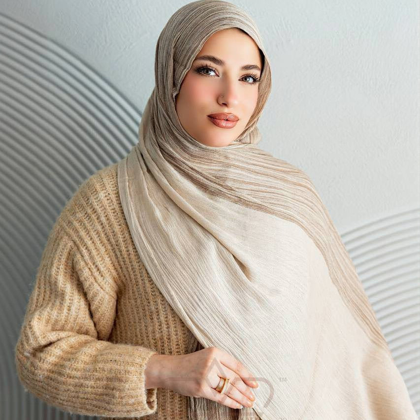Ruffled Gradient Hijab – Earthy Tones Collection