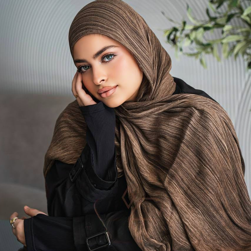 Ruffled Gradient Hijab – Warm Tones Collection