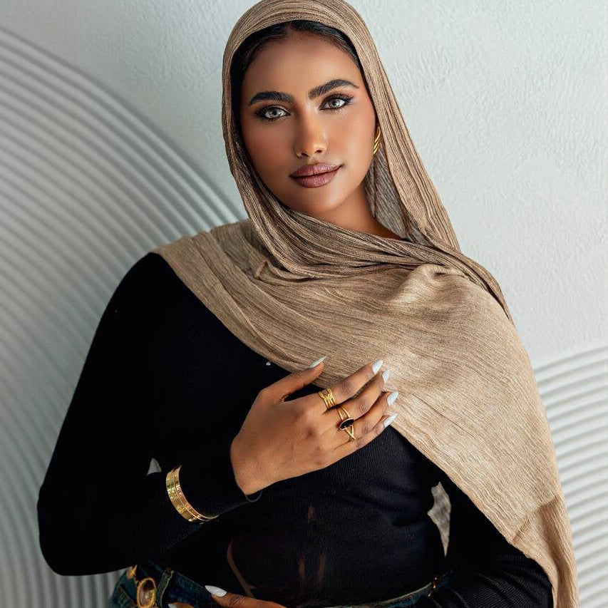 Ruffled Gradient Hijab – Warm Tones Collection