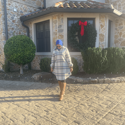 Modest Winter Wear-Turkish Long Hooded Tunic Outfit for Women in Beige