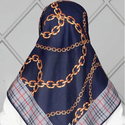 Turkish Mixed Patterned Square Scarf Blue - USA Hijab World