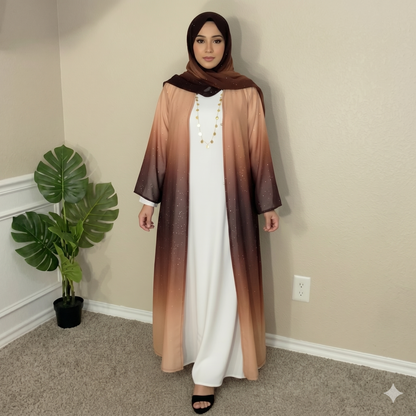 3 Piece Gradient Abaya with Inner and Hijab