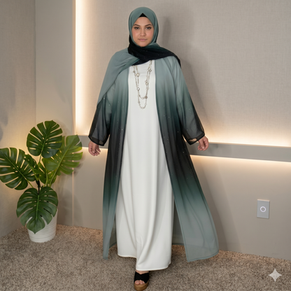 3 Piece Gradient Abaya with Inner and Hijab