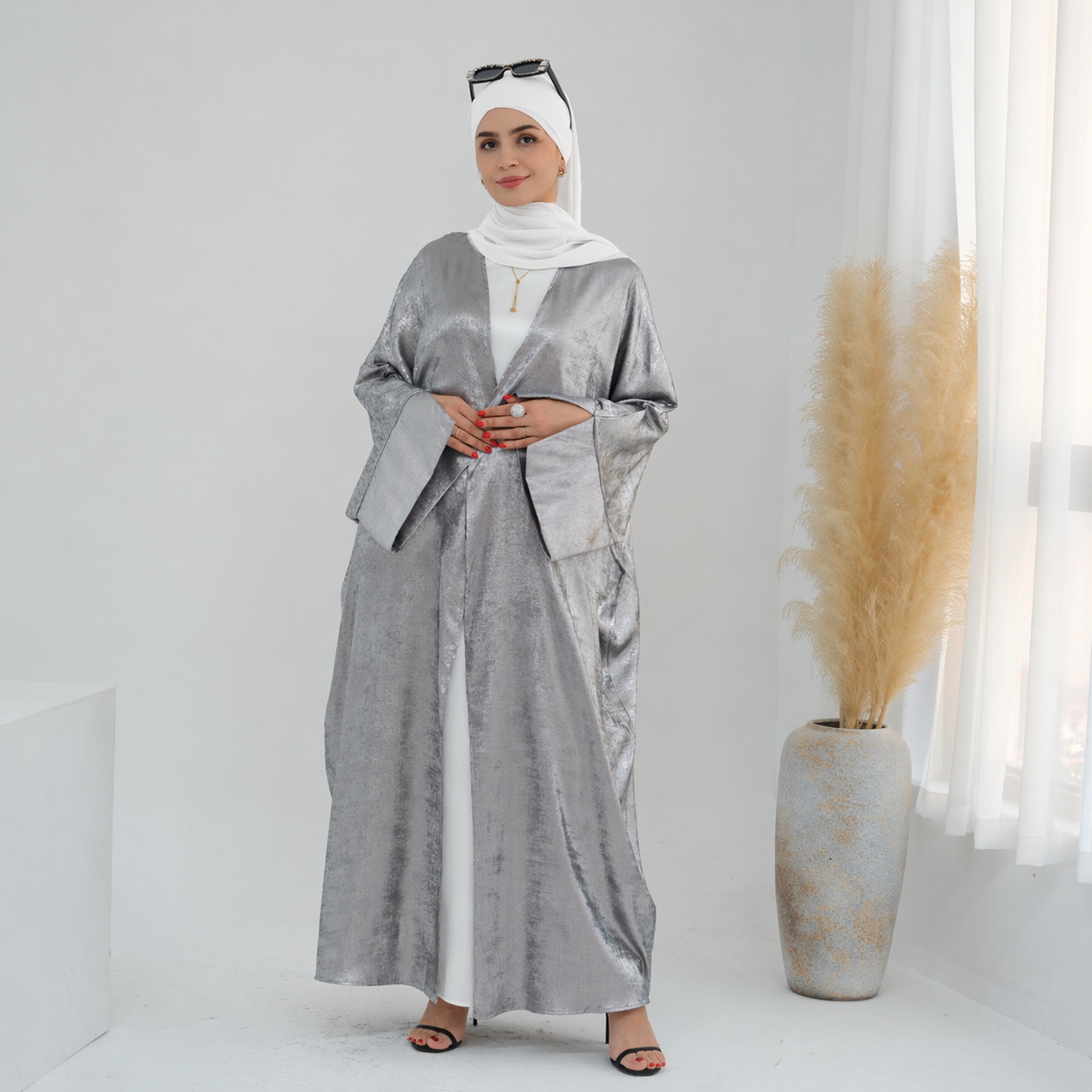 3 Piece Oversized Butterfly crushed Velvet Dubai Abaya
