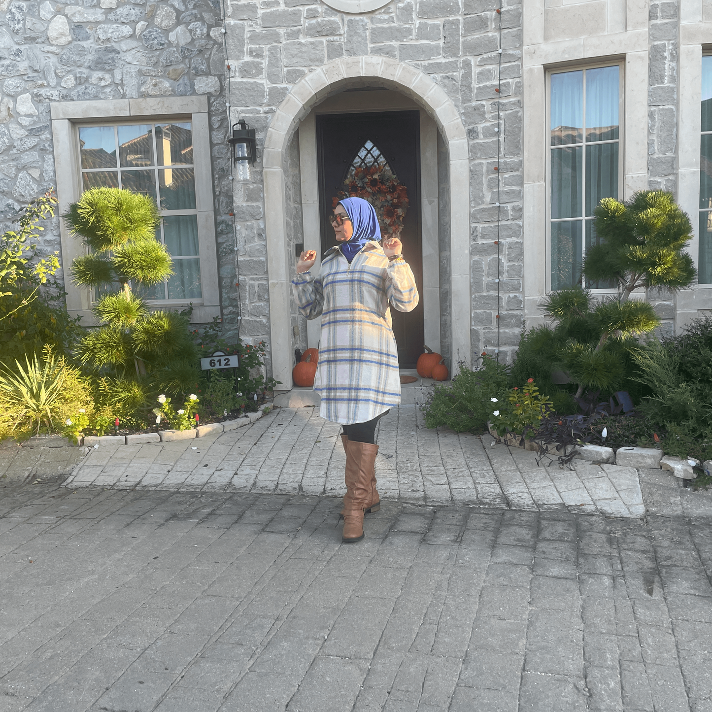 Modest Winter Wear-Turkish Long Hooded Tunic Outfit for Women in Beige