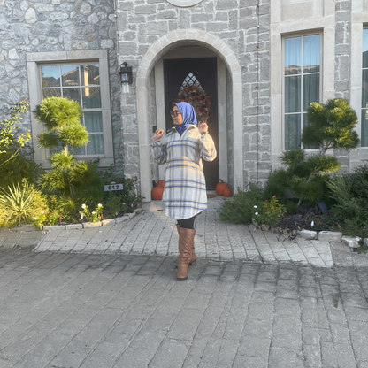 Modest Winter Wear-Turkish Long Hooded Tunic Outfit for Women in Beige