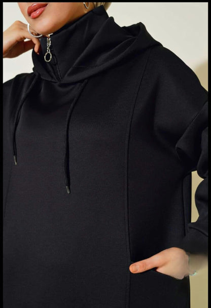 Turkish Pocket Hooded Scuba Dress - USA Hijab World