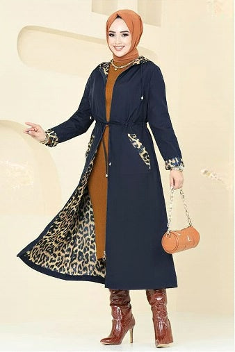 Turkish Trench coat Navy Blue - USA Hijab World